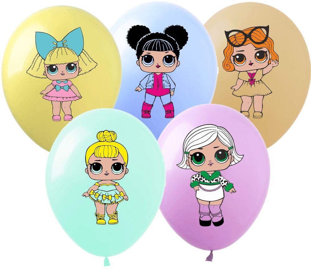 Шарики  12' (30 см) "Кукла Лол"  10 шт/уп Разноцветный Pelican (828025)