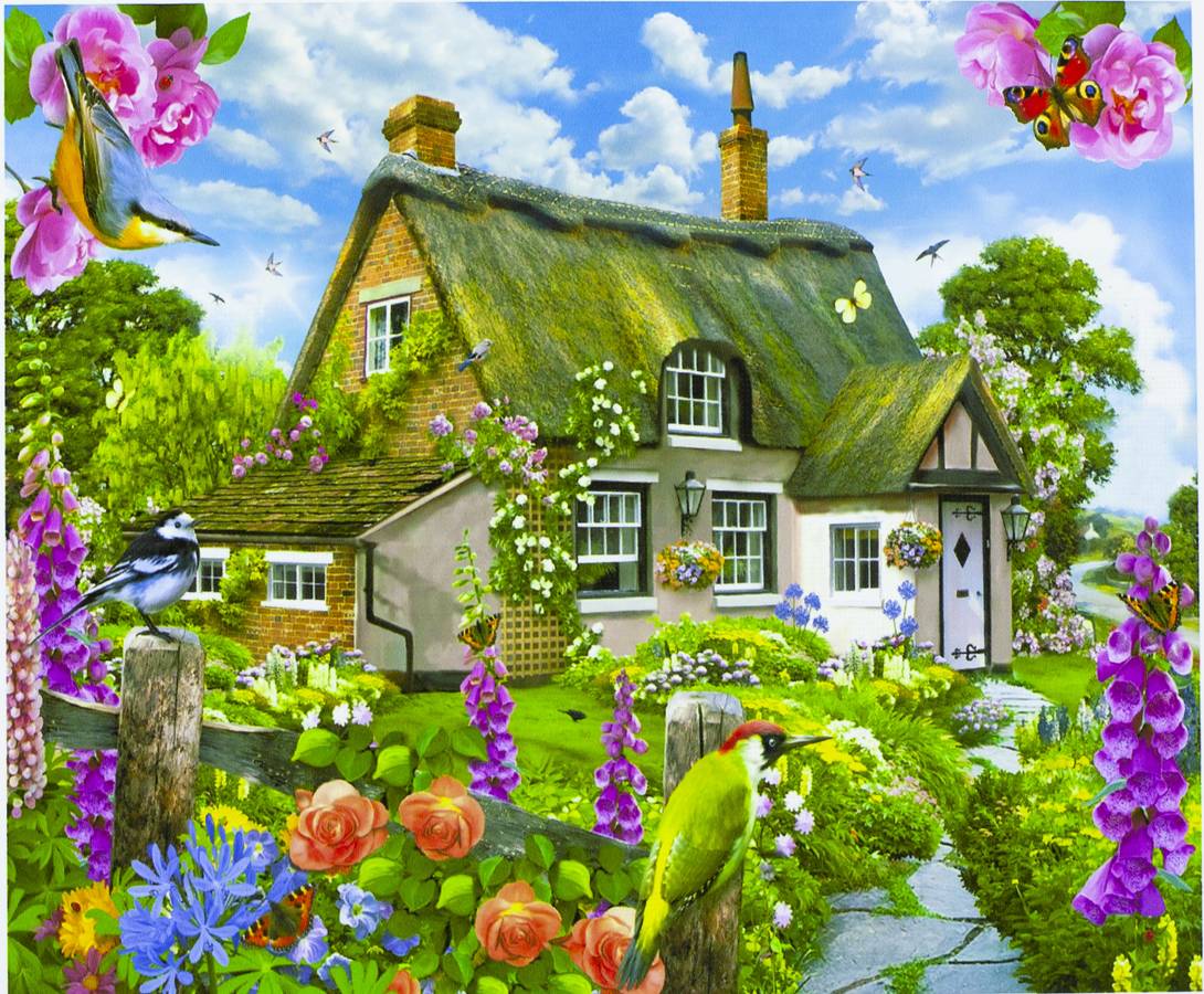 Картина за номерами "Будиночок в селі" 40 * 50см, крас.-акрил, кисть-3шт. Різнокольоровий Unison (5714)