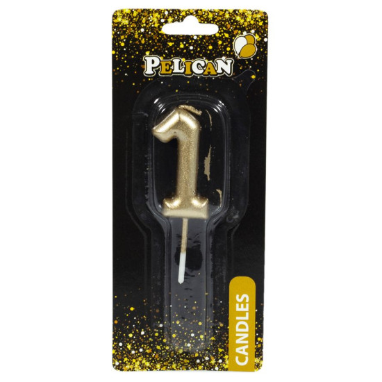 Свеча для торта Pelican, "1" ЗОЛОТО 4,5см Золотой Pelican (864511)