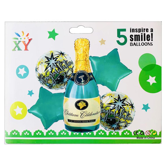 Набор из 5 шариков, бутылка шампанського Зеленый (836925)