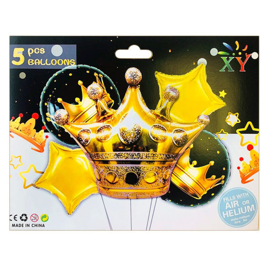 Набор из 5 шариков, Корона золотая 836933 Разноцветный Pelican (836933/10111)