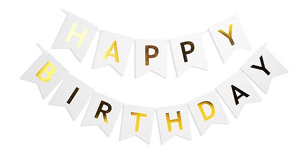 Гирлянда-флажки "Happy birthday"  16см,белый 871055 (871055)