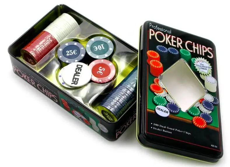 Покерный набор с номиналом на 100 фишек в металлической коробке. Unison (100-S)