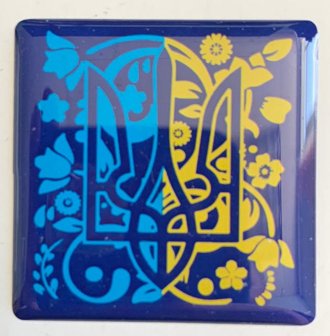 Наклейка объемная 3D 35 х 35мм Желто-синий Unison (SSU-1007)