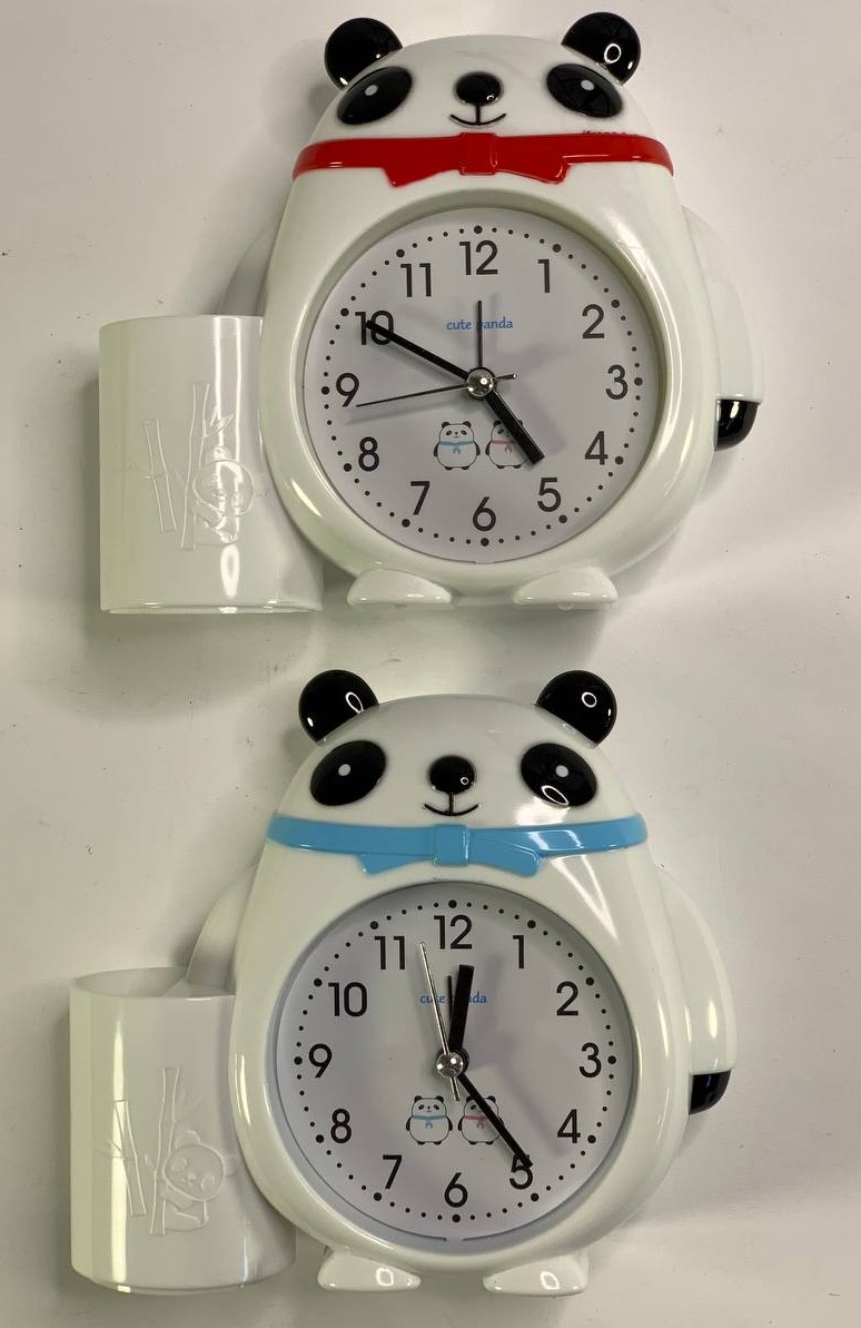Часы - будильник "Панда" с подставкой стаканом 15см 4 цвета Unison (7054)