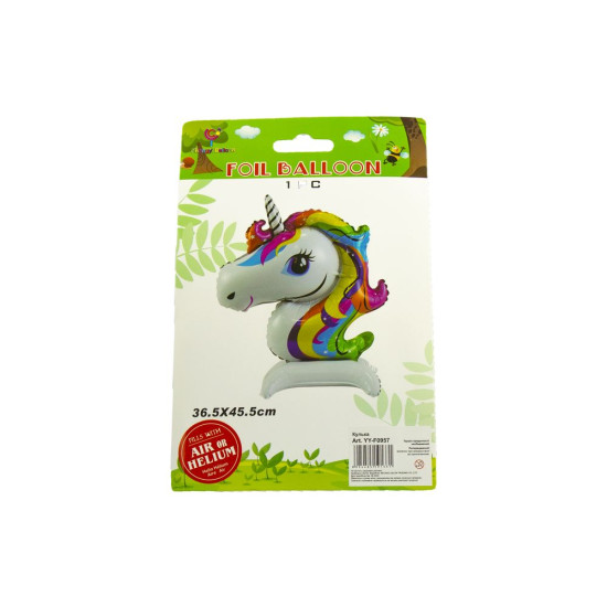 Шарик фольгированный 3D фигурный Мини Единорог 45 х 36,5см Белый Без бренда (YY-F0957)