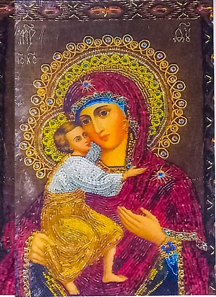 Алмазная мозаика 30 х 40см "Богородица" рулон в PVC (без подрамника) Разноцветный Unison (60562_O GLD)