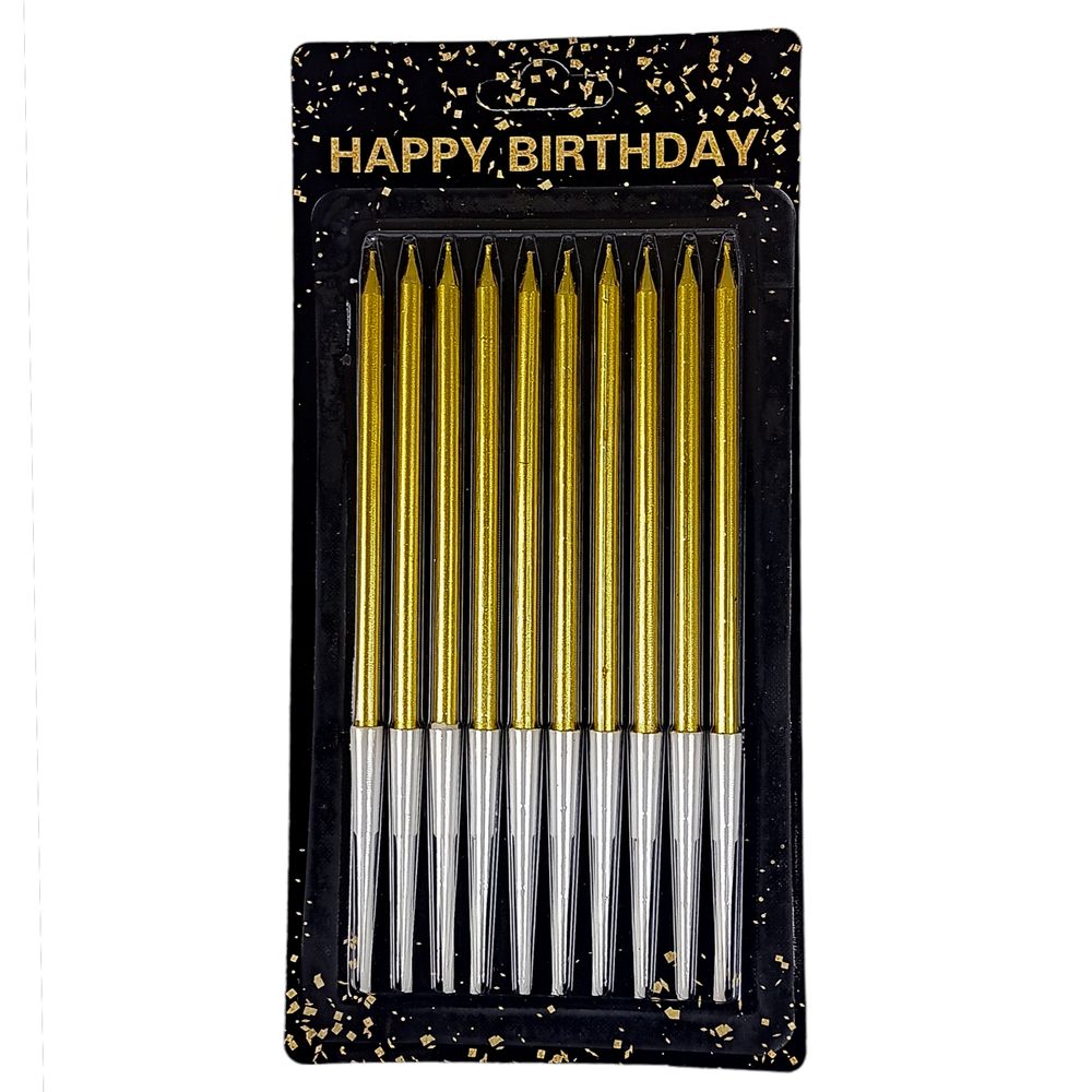 Набор свечей для торта 10 шт, желтое золото, 14 см Желтый Без бренда (040557/9333  yellow gold)