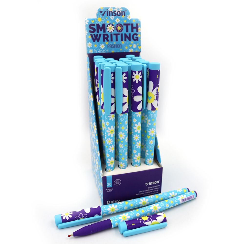 Ручка масляная Vinson "Daisy" 0,7мм, синяя Голубой Vinson (A26)