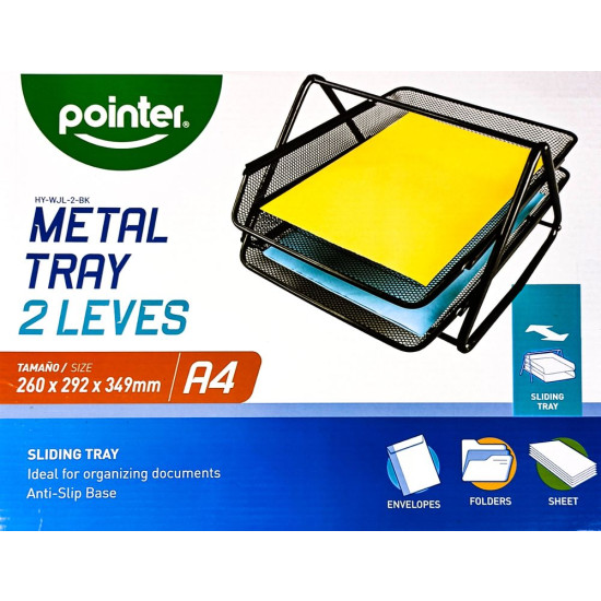 Лоток 2-й горизонтальный металлический, черная сетка Черный Без бренда (JS-2001)