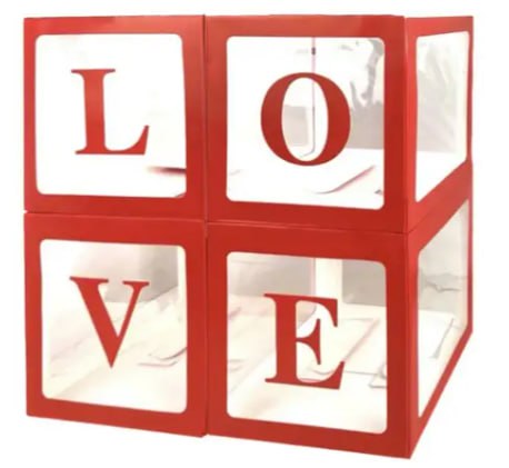 Коробки для шаров набор - 4шт "LOVE" 30 х 30 х 30см Красный Unison (10134 red)