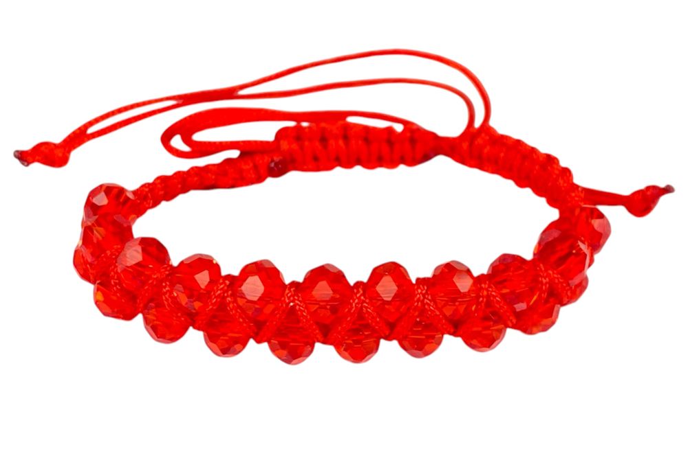 Браслет  фенечка с хрусталиками красные (783027)