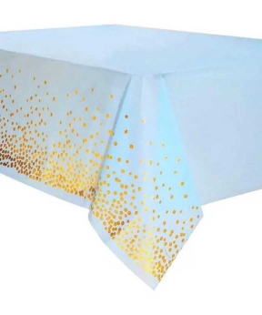 Скатерть голубая 137 х 183см, Горошек золотой Розовый Без бренда (871034)