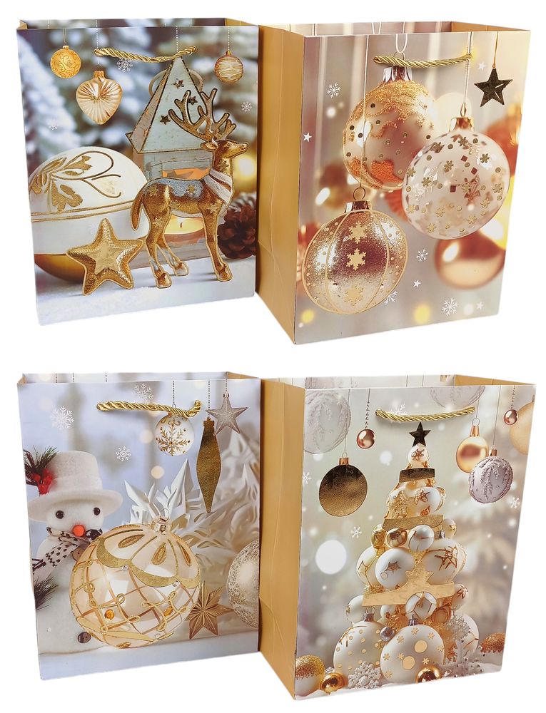 Пакет подарочный новогодний , 30 х 42,5 х 12cm 4 дизайна Unison (2604L)