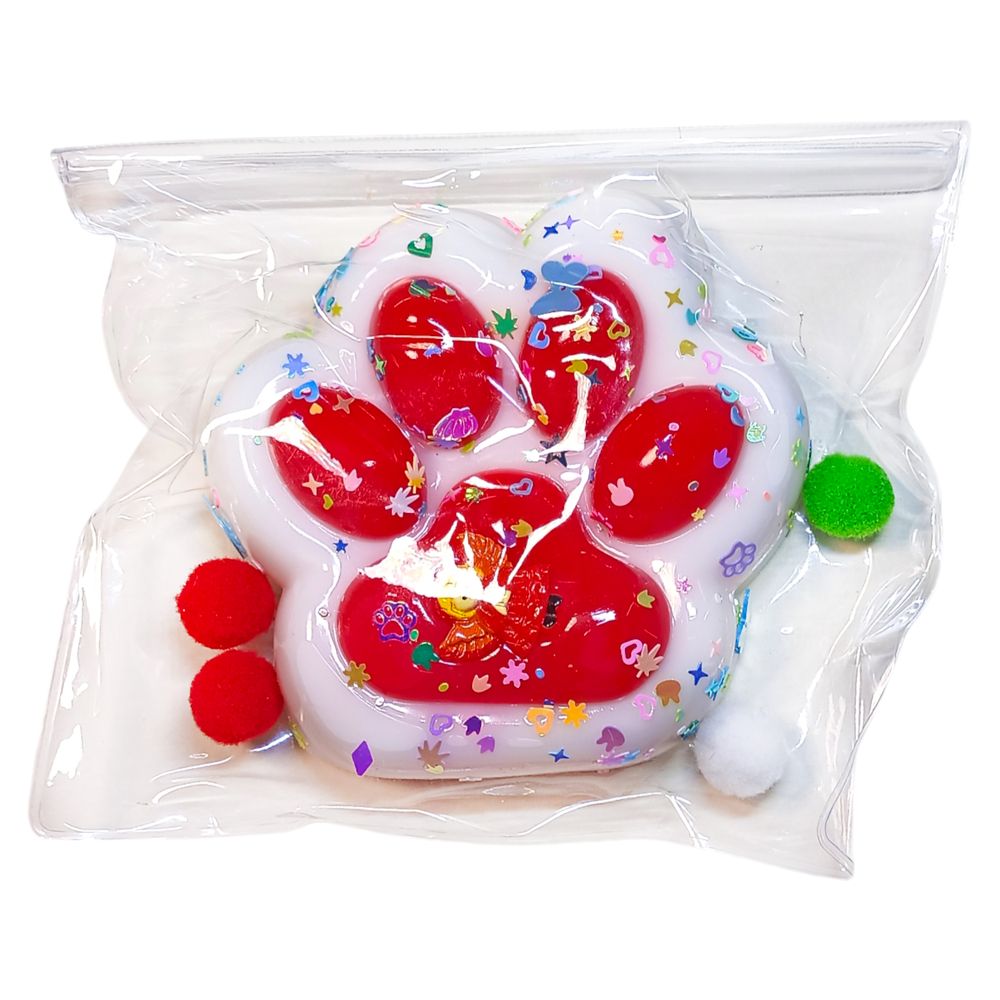 Таба лапка новогодняя 10см сквиш антистресс Unison (712295 white-red)