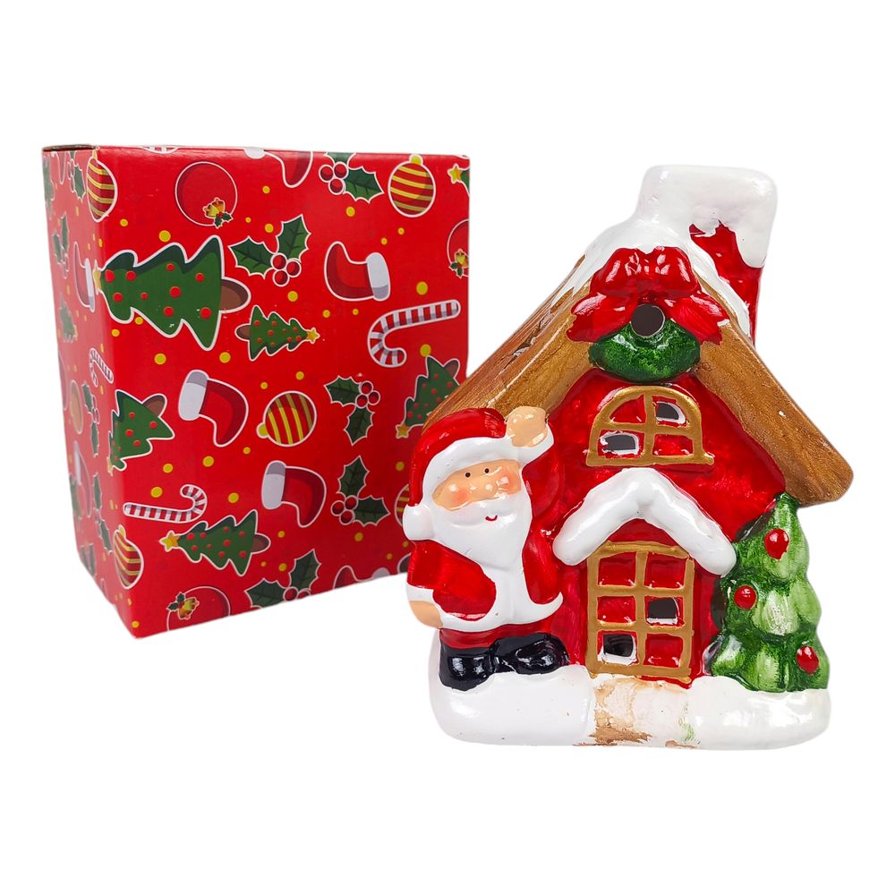 Сувенир декоративный, светящийся, LED "Дом Санта Клауса, Снеговика" 15,6 х 13см, 2 вида Красный Unison (2324)
