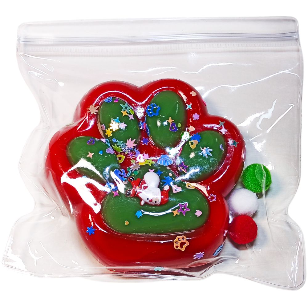 Таба лапка новогодняя 10см сквиш антистресс (712295 red-green)