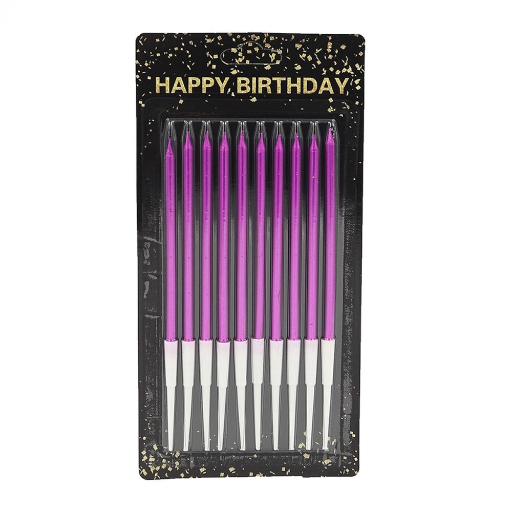 Набор свечей для торта 10 шт, ФУКСИЯ, 14 см (040557/9332 fuchsia)