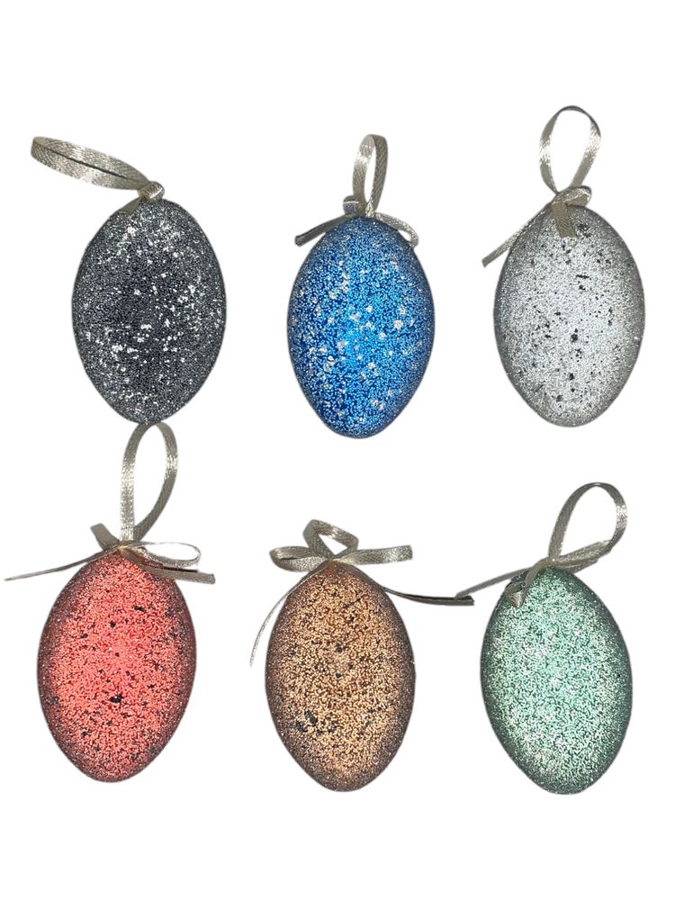 Набор пасхальных яиц 6 х 4см "Сахарные" - 6шт с лентой (L00144)