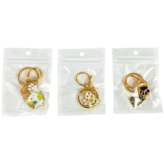 Брелок металлический "Кот, лапка" 6см, 3 вида (678-17)