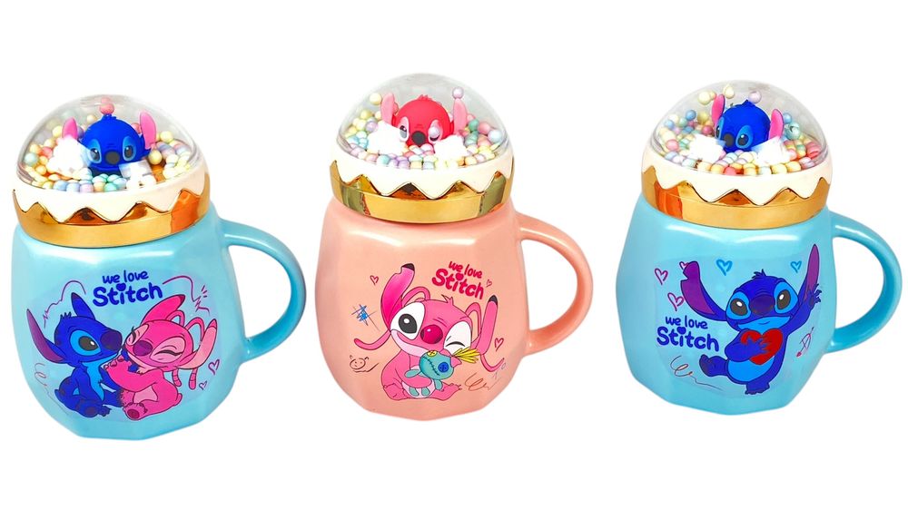 Термо-чашка керамическая 430мл "Шарики- Стич" 4 вида Unison (7501-12)