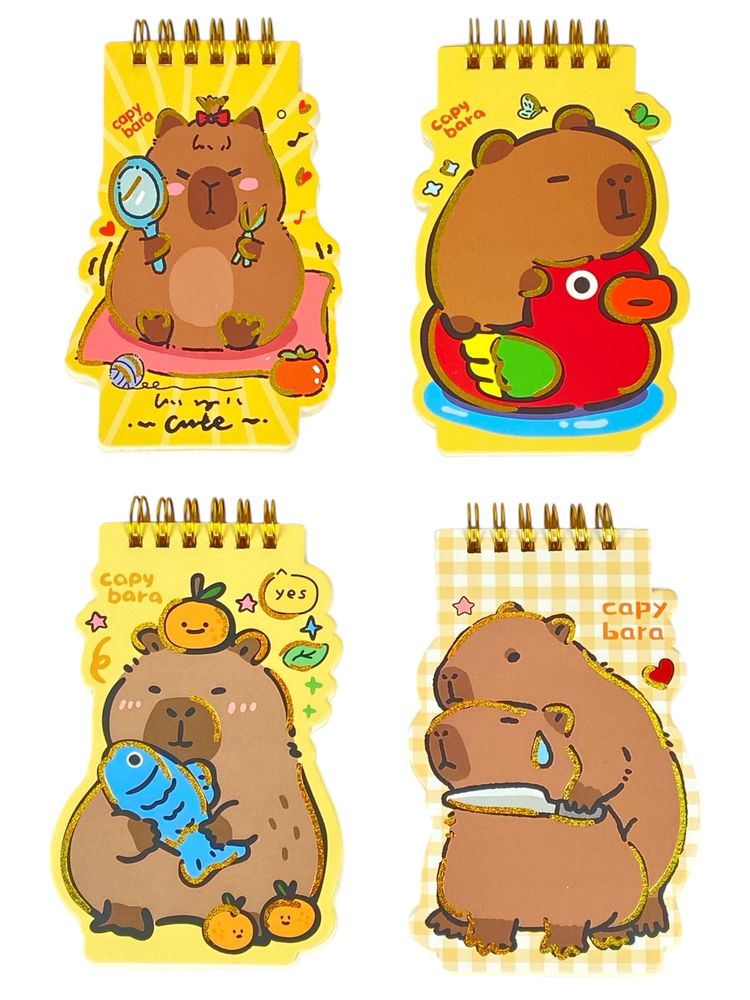 Блокнот на спирали - 60 листов фигурный "Капибара" 9 х 13см, 4 вида (SC-9-6)