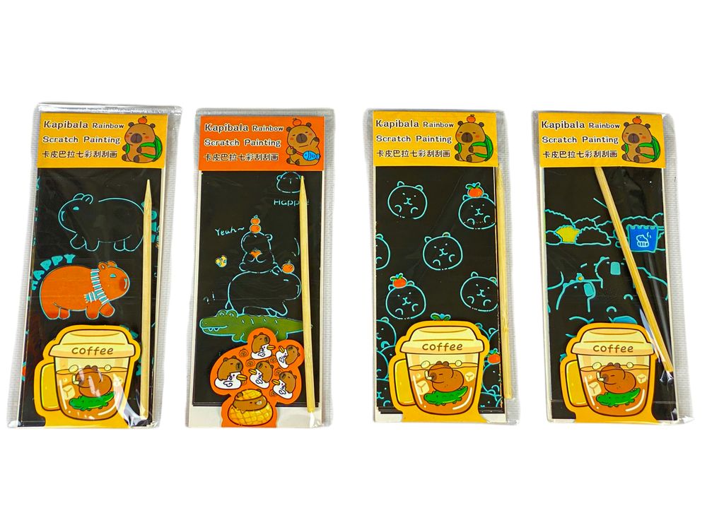 Набор цветных гравюр "Капибара" 8,5 х 21см с палочкой, 4 листа (WM671/04)