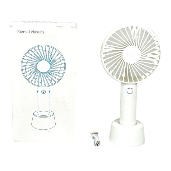 Вентилятор 21см, с ручкой + подставка для стола, 3 режима, micro/USB Белый Unison (9231-CP white)