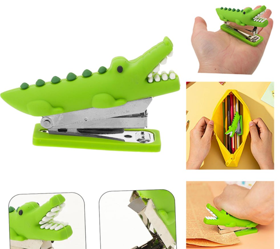 Степлер пластиковый 10#, детский "Крокодил" (JL-302)