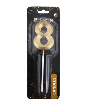 Свеча цифра 3D для торта "8", золото 5см (863208)