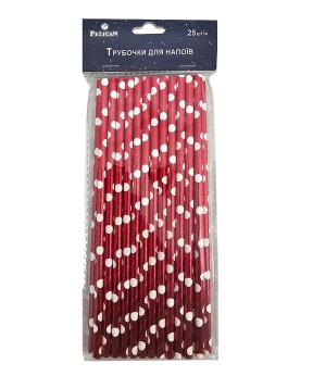 Трубочки для напитков TM Pelican "Красные с белым горошком"   25шт Pelican (871508)
