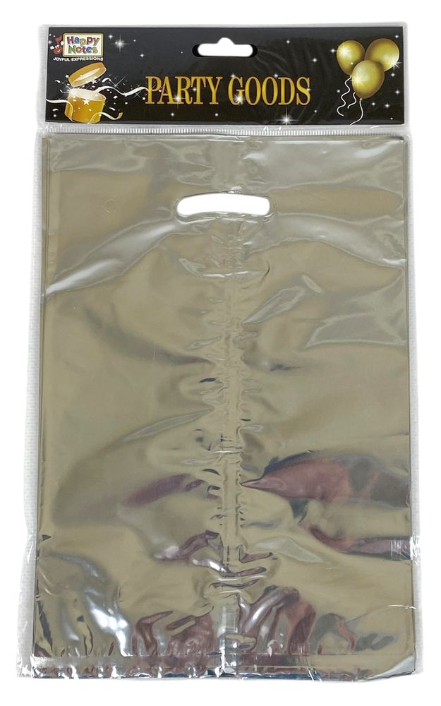 Пакет  подарунковий поліетиленовий 17 х 25см, 400мкм фольга, 10шт (10717 silver)