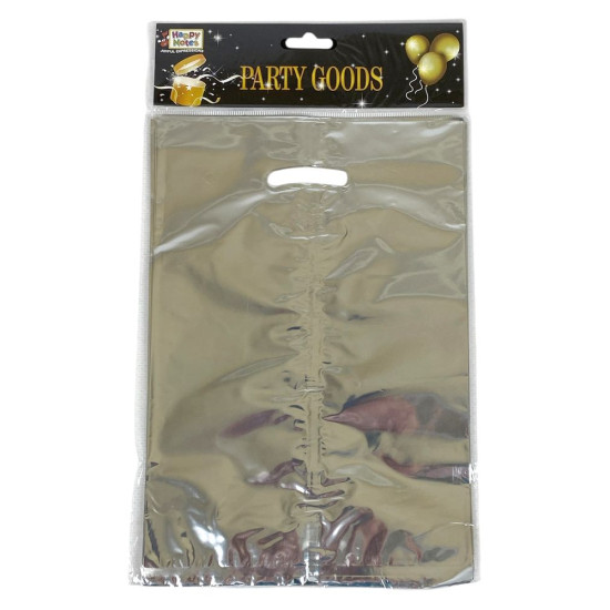 Пакет  подарунковий поліетиленовий 17 х 25см, 400мкм фольга, 10шт (10717 silver)