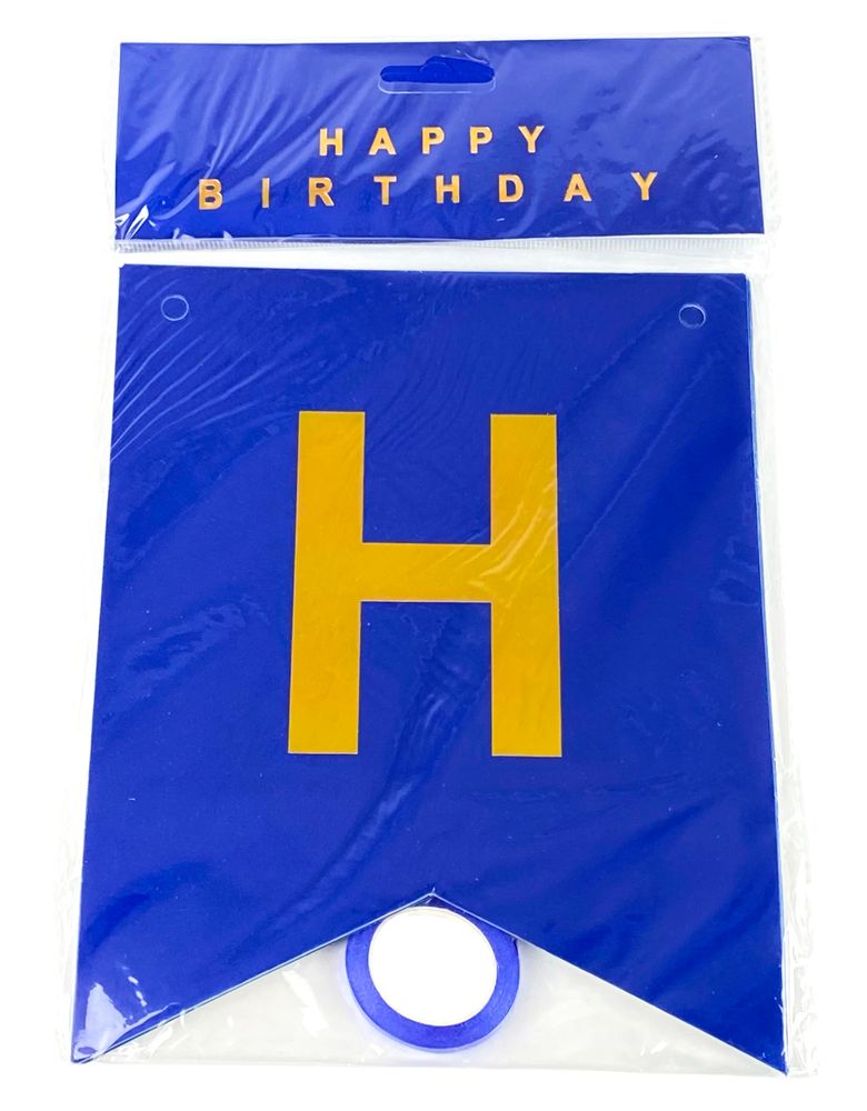 Гирлянда-флажки "Happy birthday"  16 х 20см Синий Unison (HB-1097 dark blue)