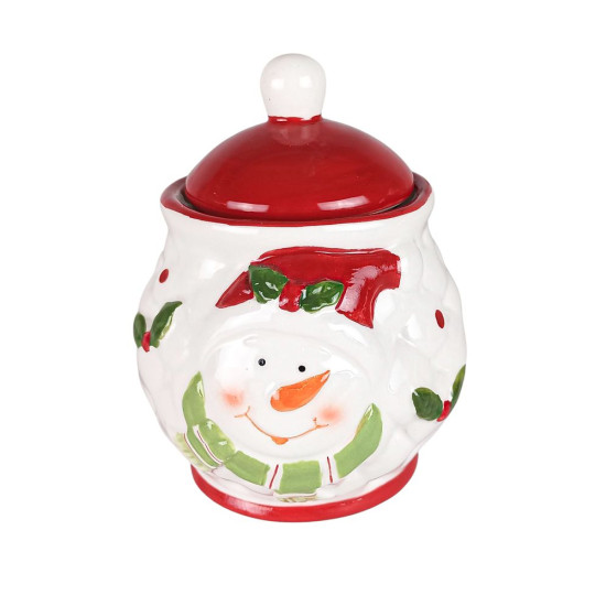 Сахарница кермическая "Санта Клаус, Снеговик" 13 х 9см (B-3007)