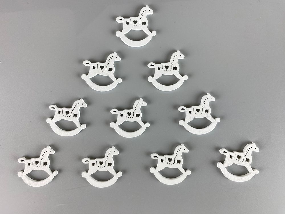 Деревянная лошадка с сердечком 2 х 3см, белая, 10шт (TK-012)