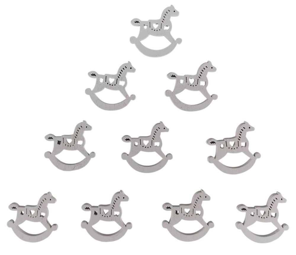 Деревянная лошадка с сердечком 2 х 3см, белая, 10шт (TK-012)