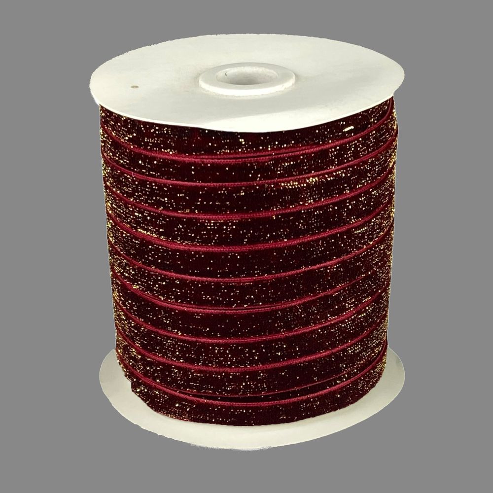 Бархатная лента  блестящая 1,0 см х 50 ярдов (D16710- С 144)