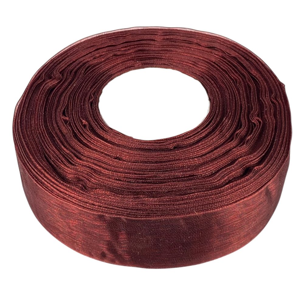 Стрічка з органзи "бургунді" 2,5 см х 50 ярдів Коричневий Marill (D02025-bk33)