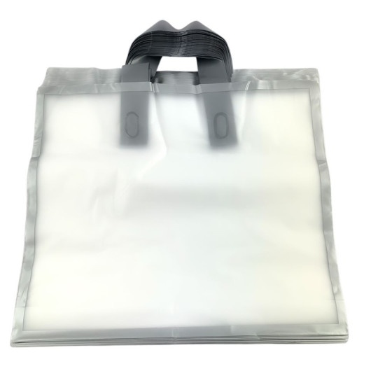 Пакет полиэтиленовый с ручкой, 35 х 30 х 6.5см 50шт/уп (10801 white-silver)