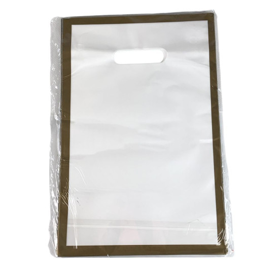 Пакет полиэтиленовый с прорезной ручкой, 39 х 27см 50шт/уп (10803 white-gold)
