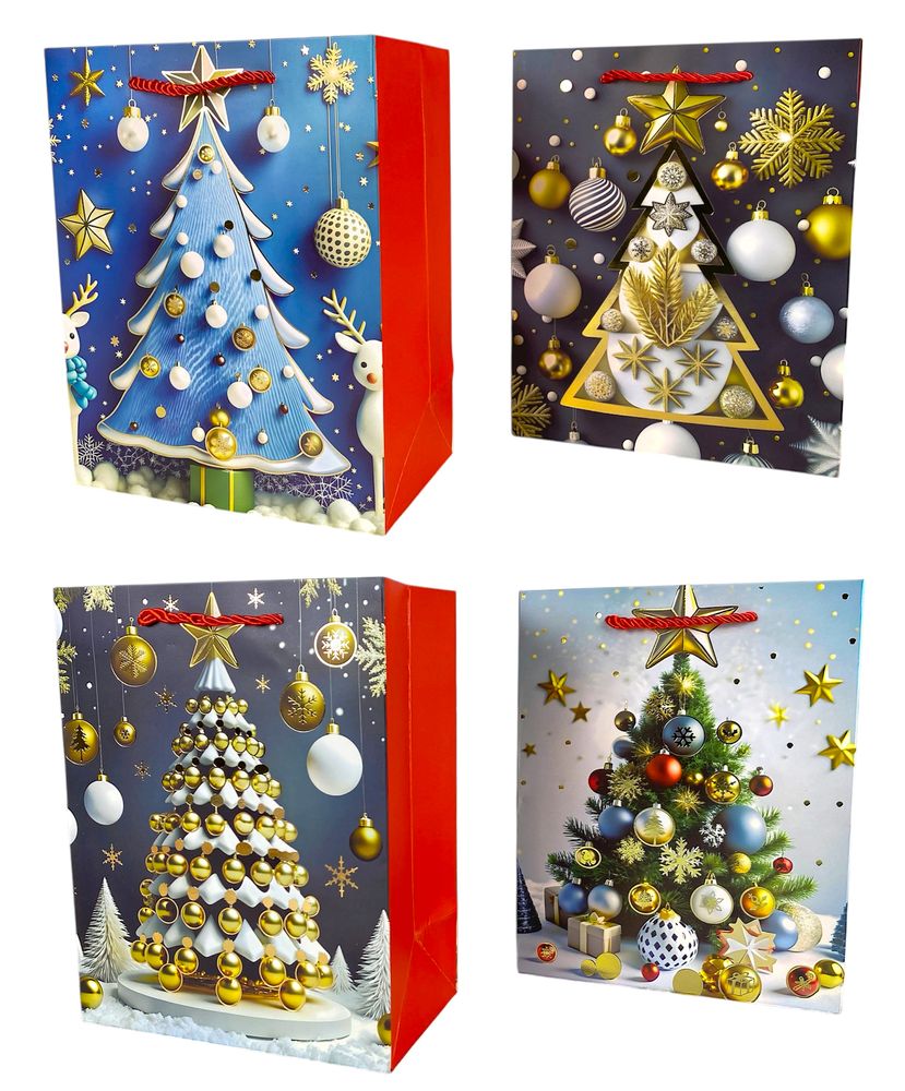 Пакет подарочный новогодний , 18 х 23 х 10cm 4 дизайна Unison (Y2113S)