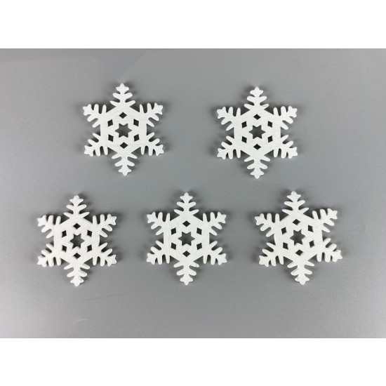 Деревянная снежинка со звездочкой 5 х 6см, белая, 5шт (TK-024)