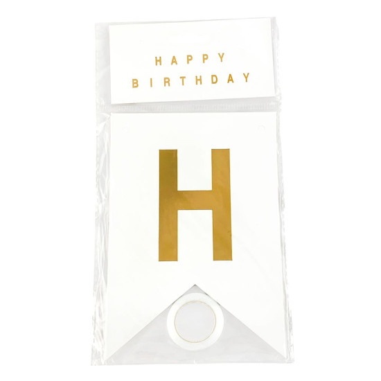 Гирлянда-флажки Happy birthday 16,5 х 11,5см (10262 White)