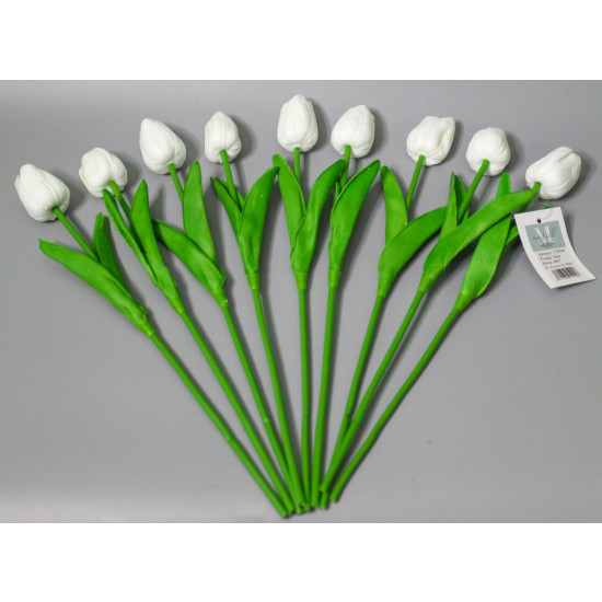 Букет латексных тюльпанов с эффектом живого прикосновения 9 бутонов (4 х 4см) белый 34 см Белый Marill (C30444-05)