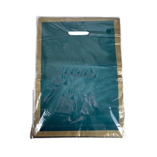 Пакет полиэтиленовый с прорезной ручкой, 30 х 20см 50шт/уп (10804 green-gold)
