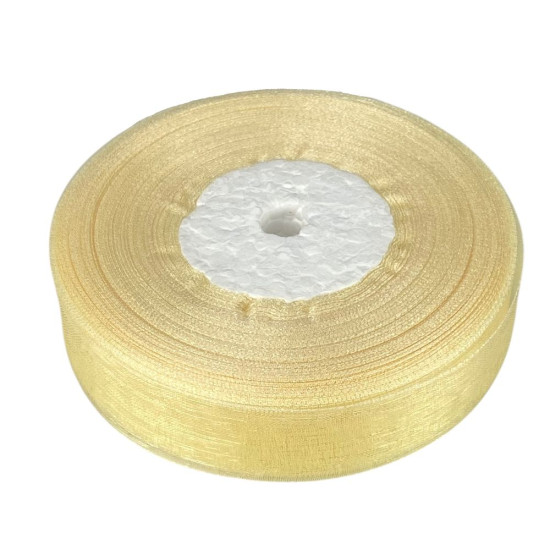 Лента с органзы кремовая 2,0 см х  50 ярдов Бежевый Marill (D02020-1002)