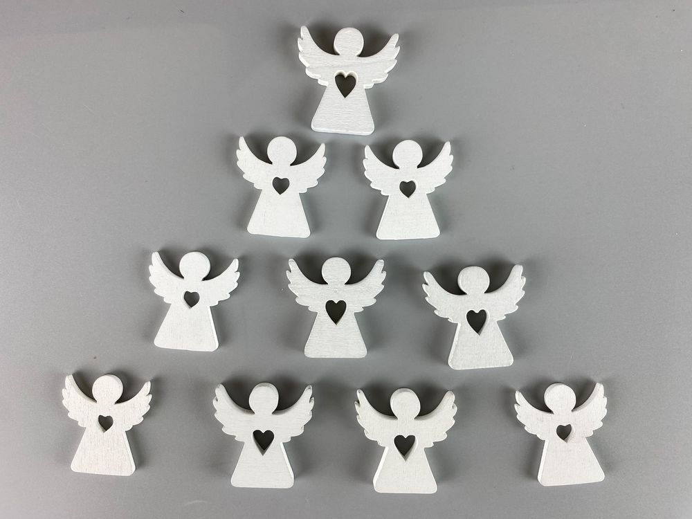 Деревянный ангел с сердечком 2 х 3см, белый, 10шт (TK-013)
