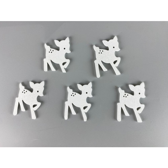 Деревянный бемби 5 х 6см, белый, 5шт (TK-019)