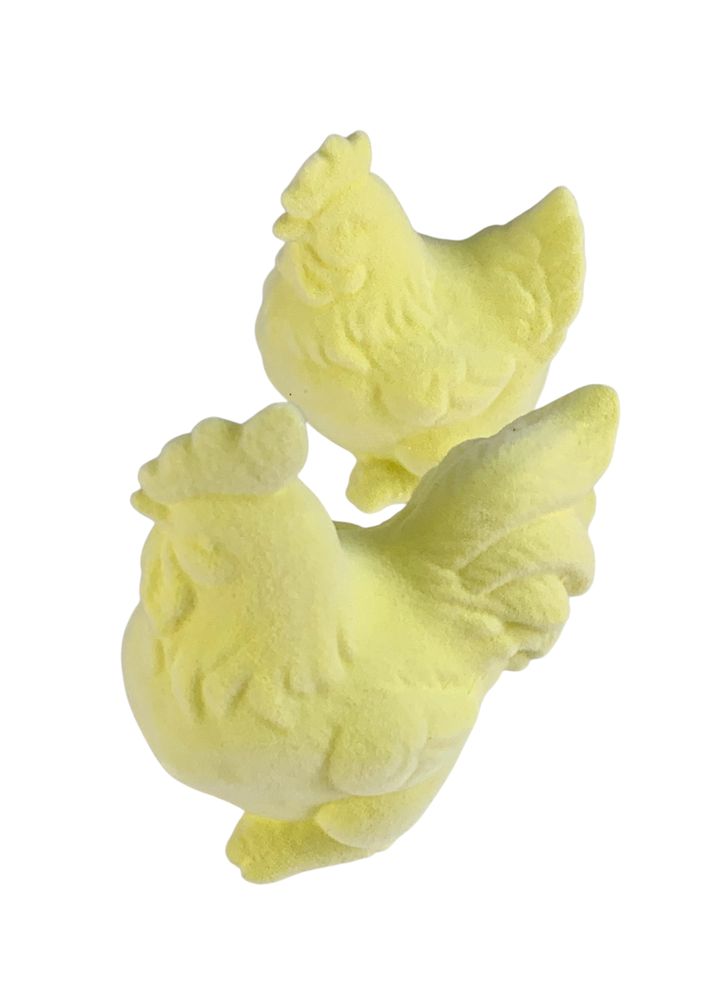 Фигурка для пасхального декора "Петушок и курочка" желтые  бархатные 12см Желтый (L00198.1)